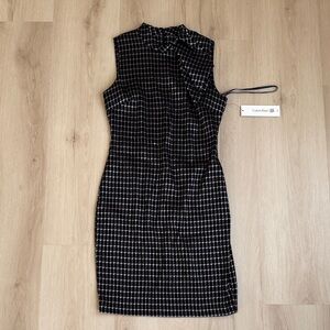 Calvin Klein Black and White Grid Mini Dress